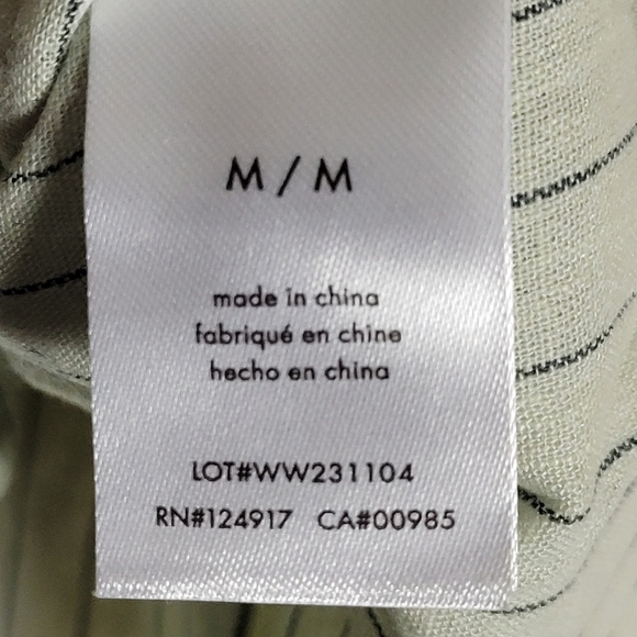 WeWoreWhat Pinstripe Tie-Front Keyhole Linen Cami Tank Top In Sage Size M - Picture 9 of 10